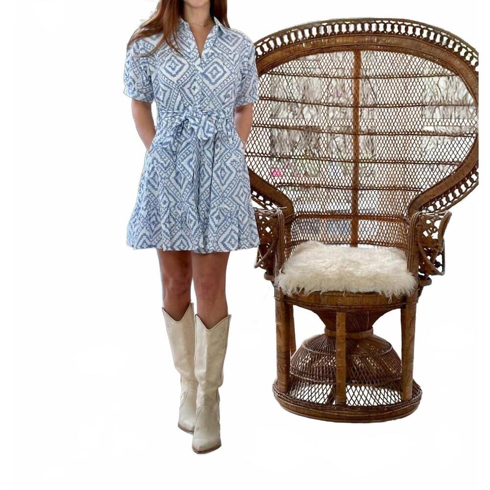 NEW JUST DARVINY georgia mini dress in tribal denim